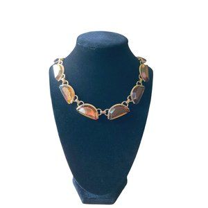 Coldwater Creek Necklace Yellow Statement Crescent Gem Long